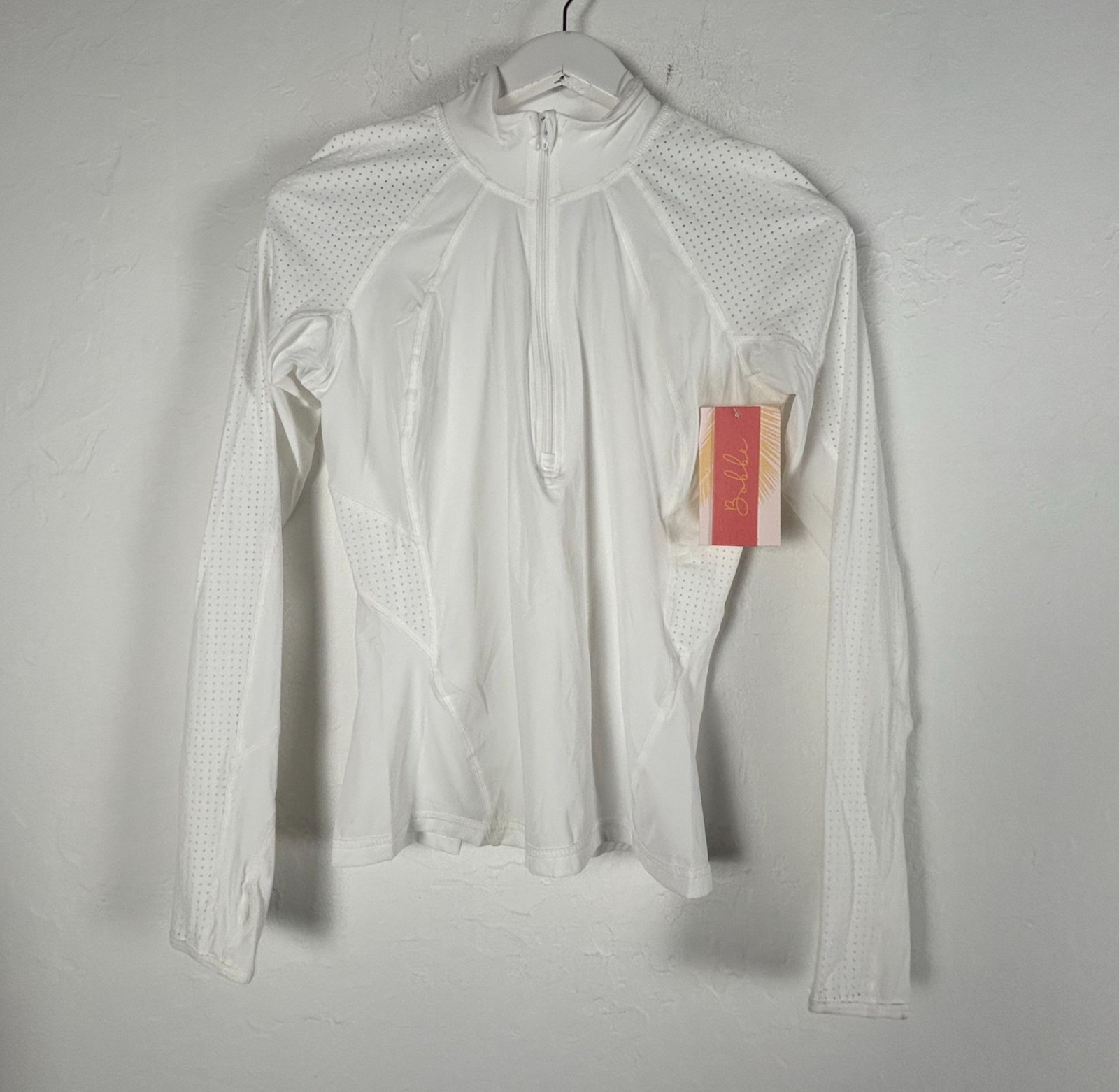 Bobbe Womens White Long-Sleeve Half-Zip Athletic Pullover Top XS UPF 50+ UV New