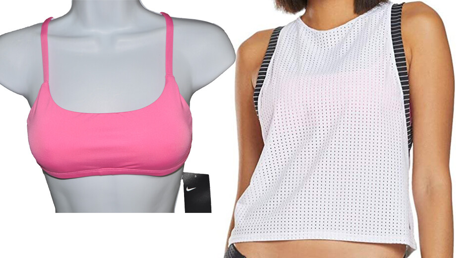 Nike Women’s Logo Athletic Pink Swim Sport Bra & White Crop Tank Set, XS, S, XL