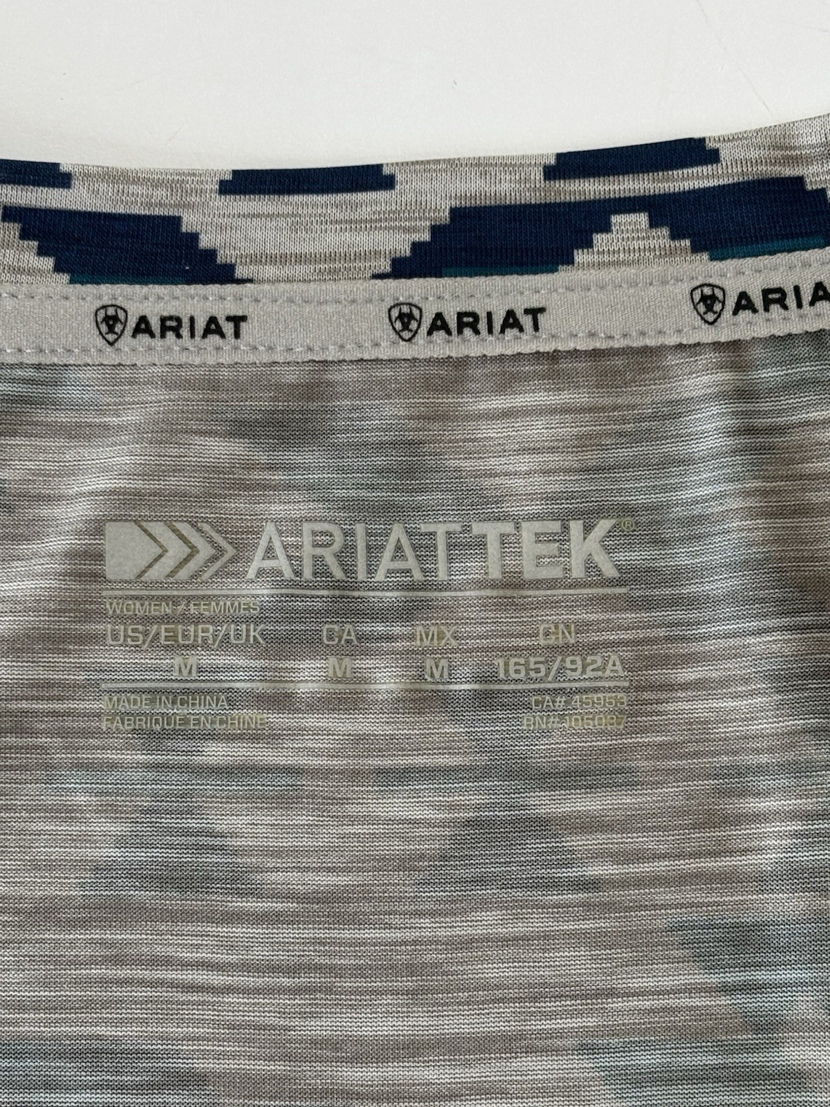 Ariat TEK Top Aztec Print Active Wear Medium Gray/Teal Long Sleeve Southwestern