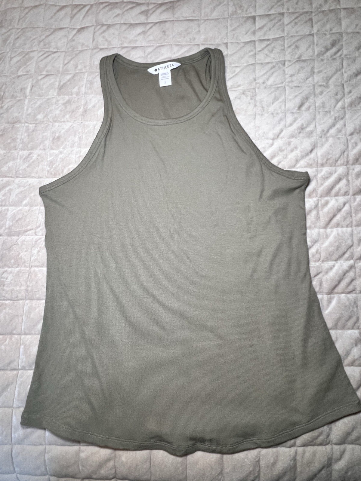 Athleta Women’s Ribbed Racerback Tank Scoop Neck Stretch Gray Size L