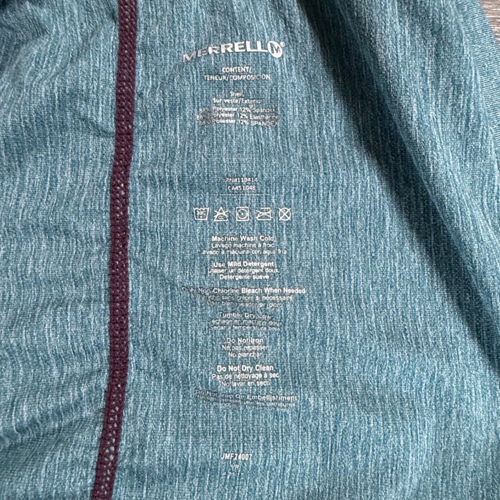Merrell Womens Large Quarter Zip Pullover Heather Teal Blue Hiking Active Top