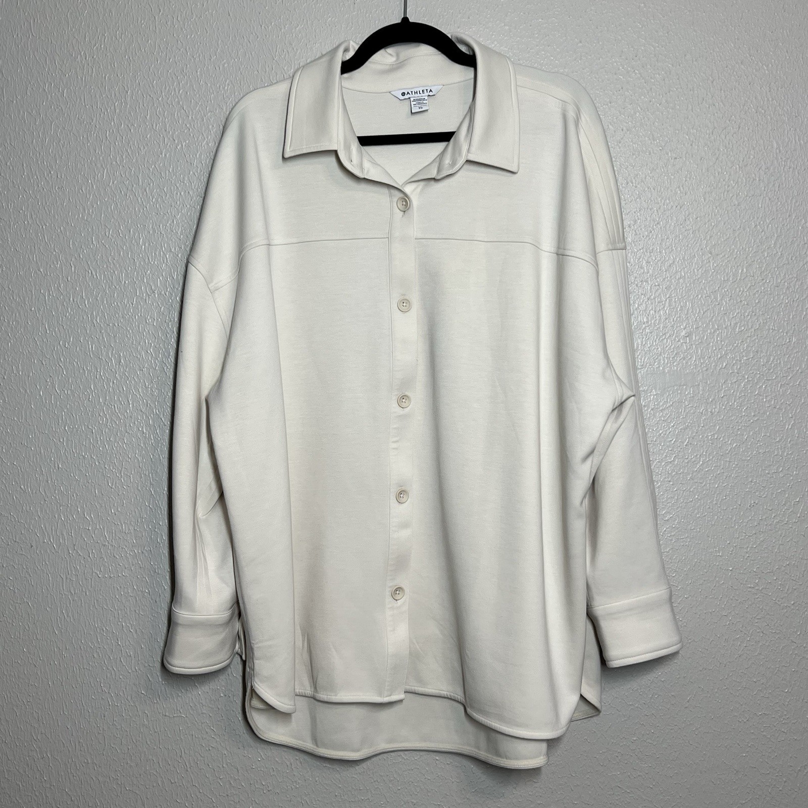 Athleta Allure Shirt Jacket Womens Size XL Bone Relaxed Lightweight 545335