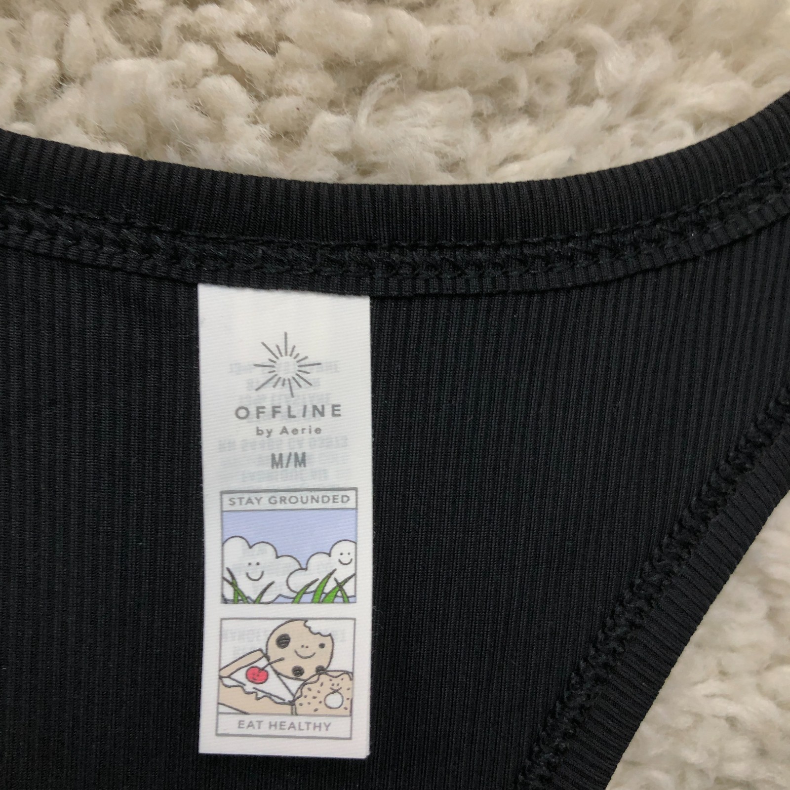 Offline Aerie Tank Top Shirt Medium Adult Black Move It Rib Racerback Womens M