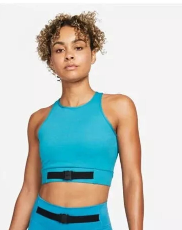 Nike Women’s Buckle Crop Tank Top Gym Training (Teal ) ( XSmall) RRP£40