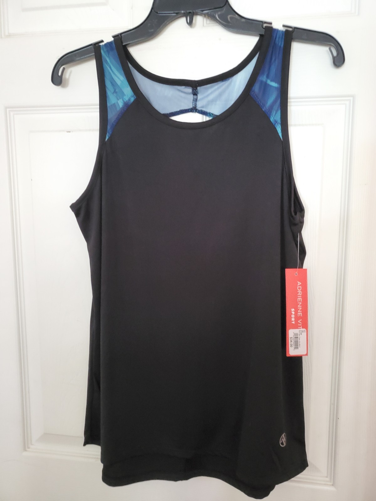 Women’s Athletic Tank Top Black with Blue Accent – Racerback – Activewear Size M