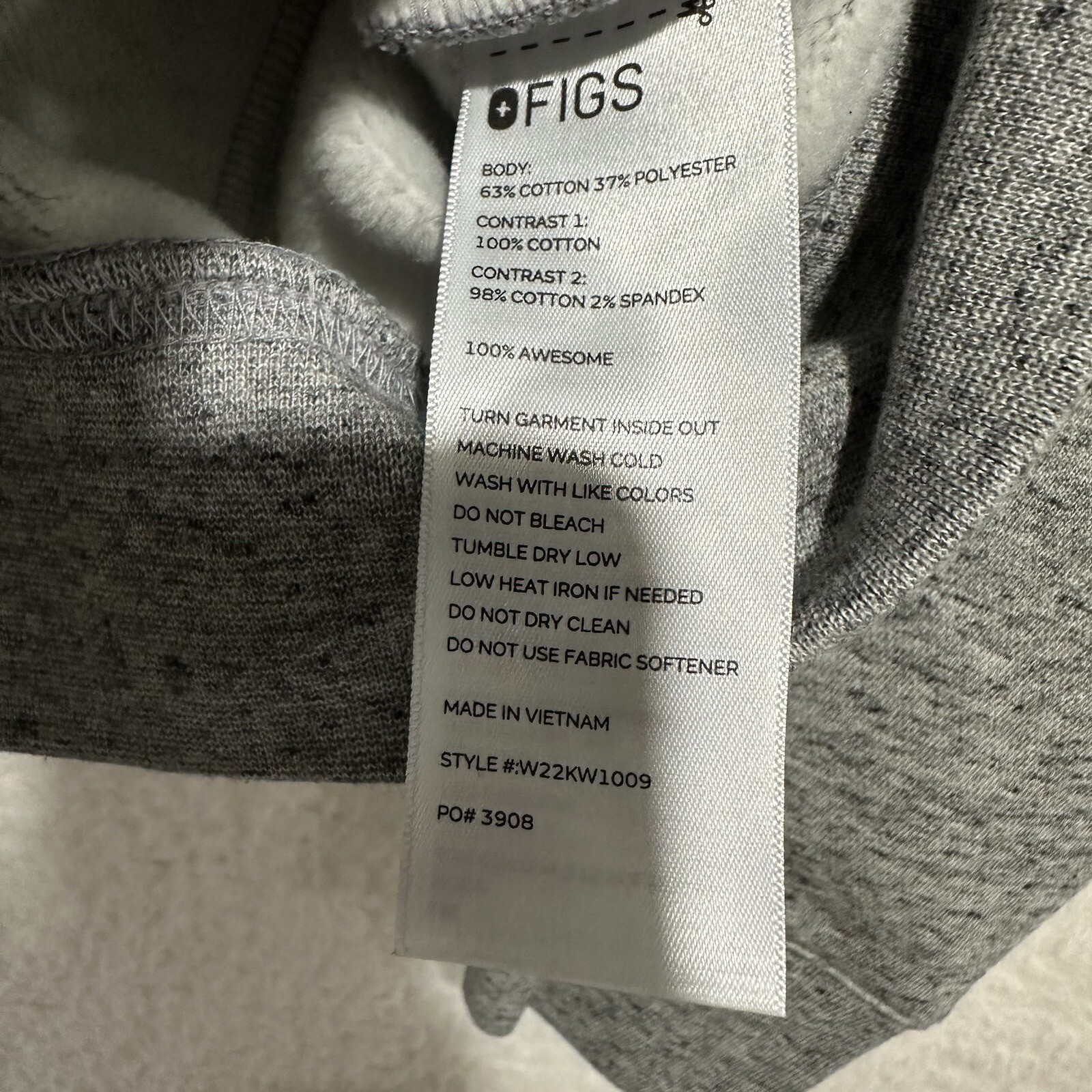 FIGS Essential Heather Gray Full Zip Hooded Sweatshirt Fleece Jacket Sz XXS EUC