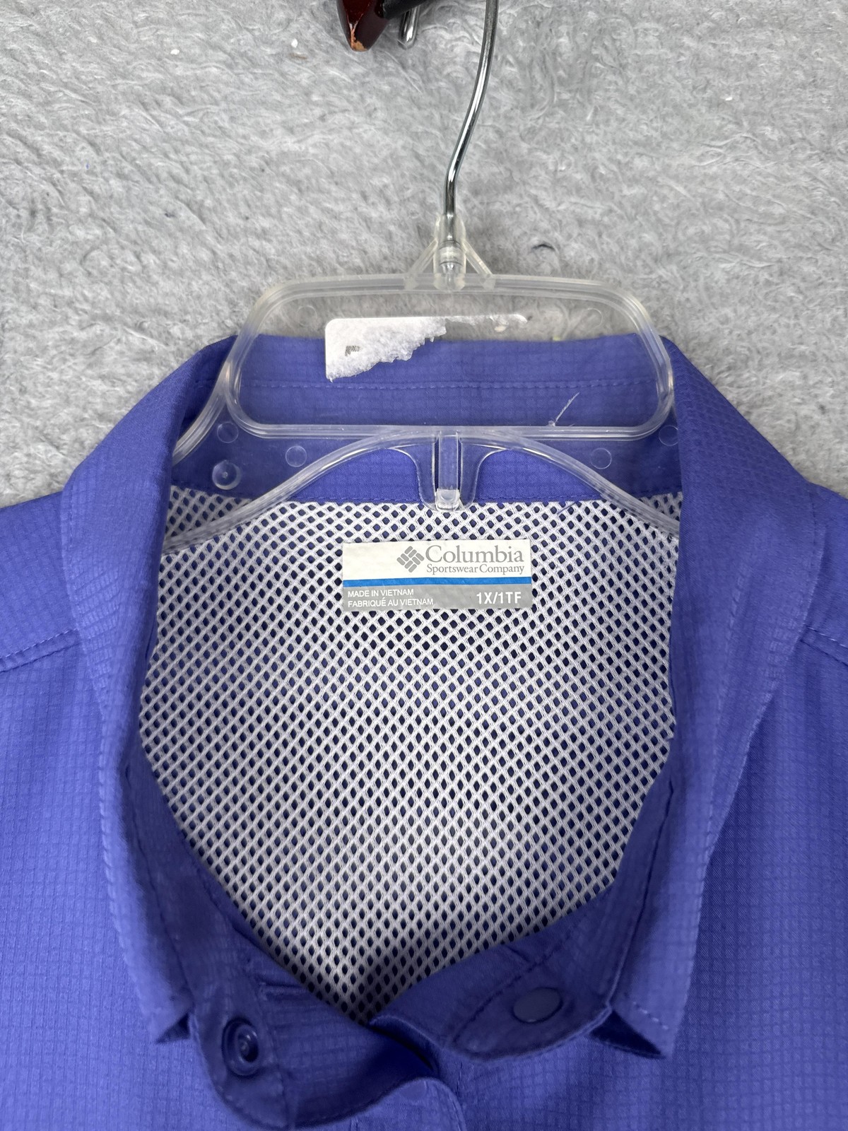 Columbia Shirt Women 1X Blue Long Sleeve Snap PFG Omni-Shade Fishing Hiking Vent