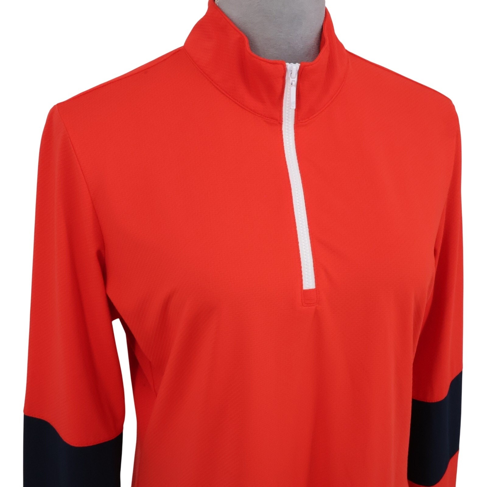 GG blue Womens Large Red Orange Exercise Top Quarter Zip Mock Neck Exercise Gym