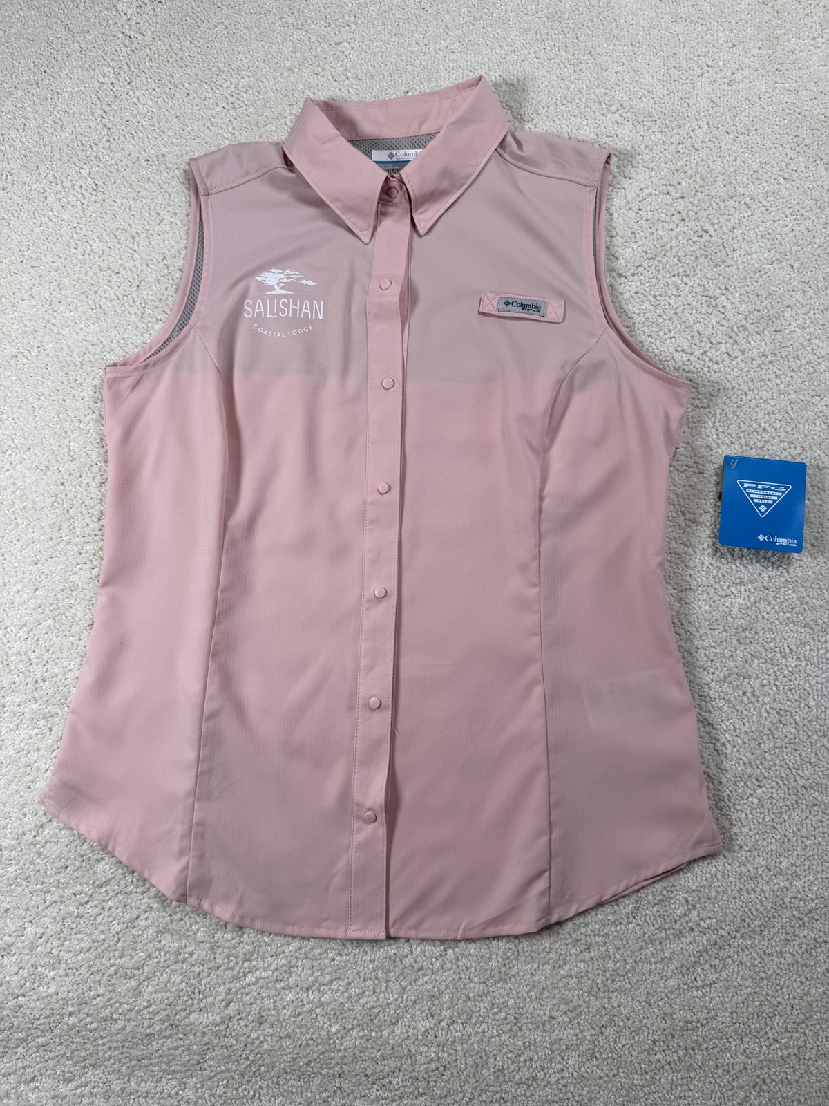 Columbia PFG Shirt Womens Med Pink Sleeveless Salishan Fishing Omni-Shade Hiking