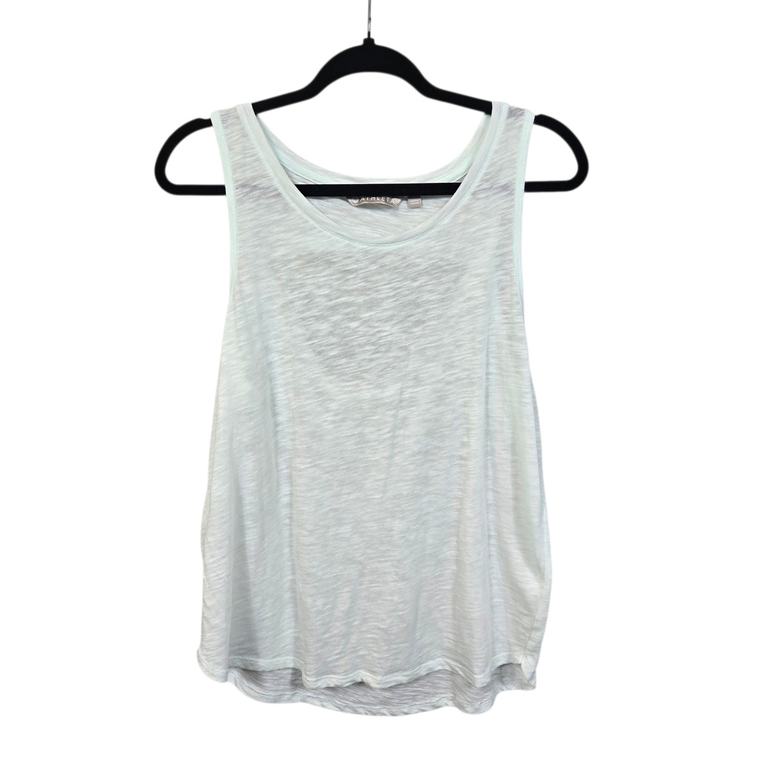 Athleta Tank Top Womens Large Mint Green Open Back Slub Knit Sleeveless Shirt