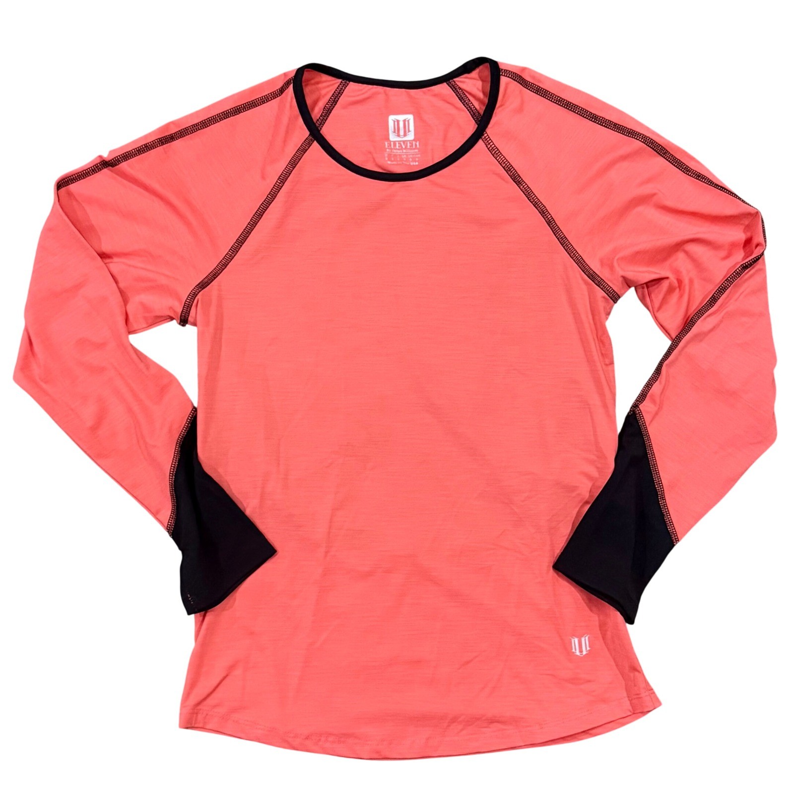Eleven by Venus Williams Women Small Coral Pink Mesh Back Long Sleeve Tennis Top