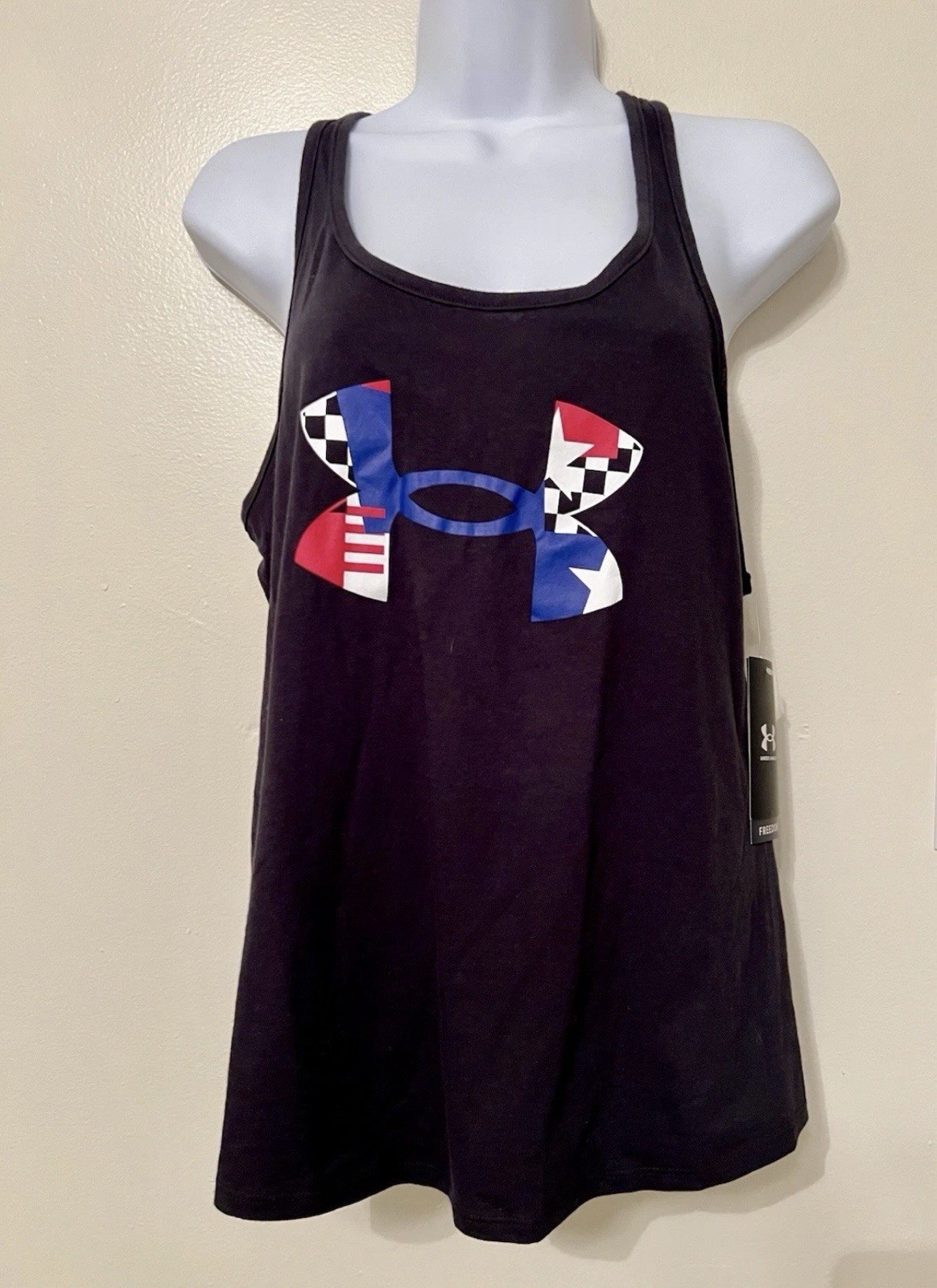 NEW Under Armour Women’s UA HeatGear Freedom BFL Tank. Black/Royal M