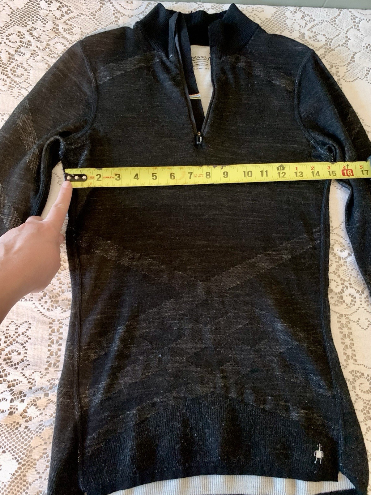 Smartwool Pullover Womens Size Medium Black Intraknit 200 1/4 Zip Merino