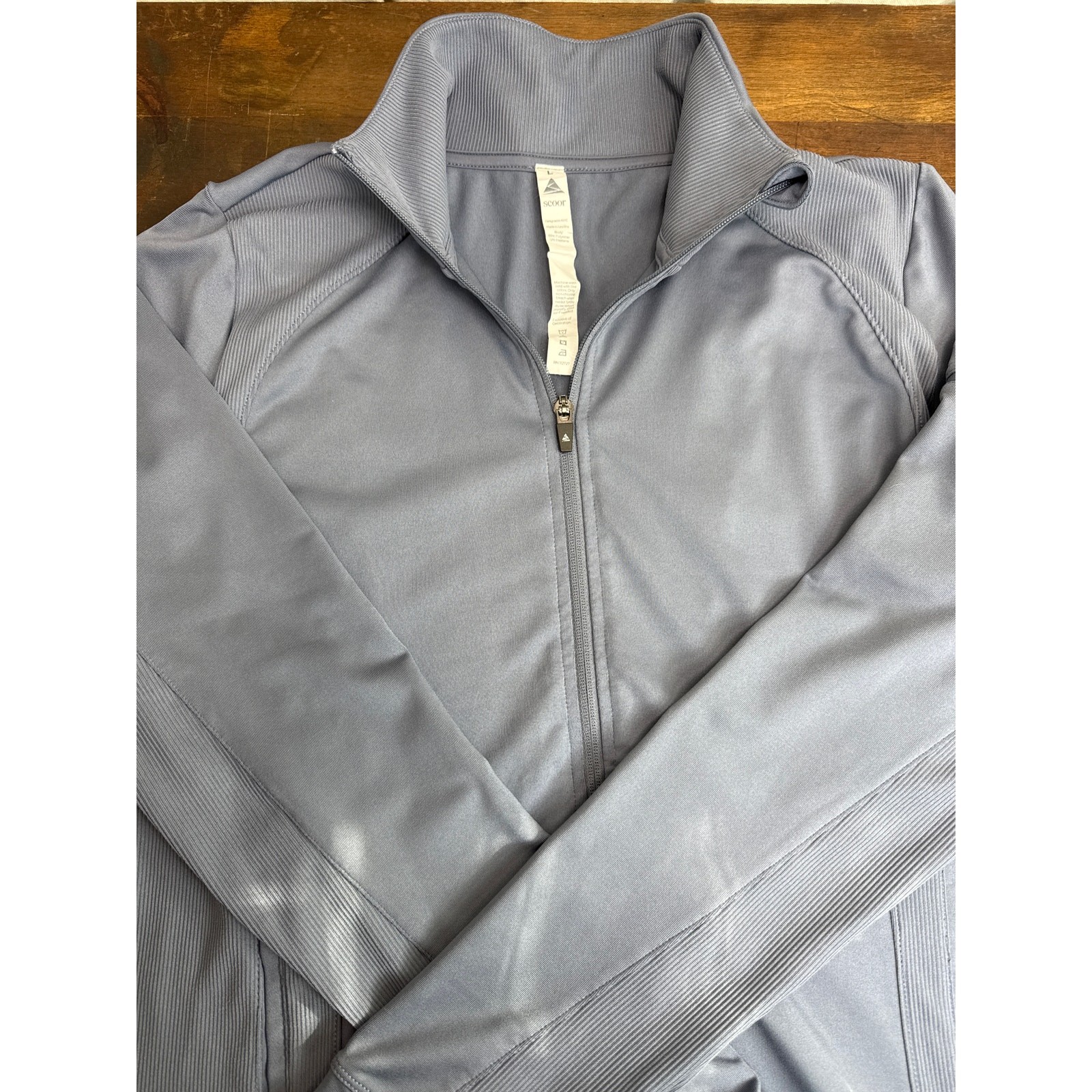 Scoor Athletic Casual Zip Up Shirt Thumb Opening Blue Gray Women’s Size Large