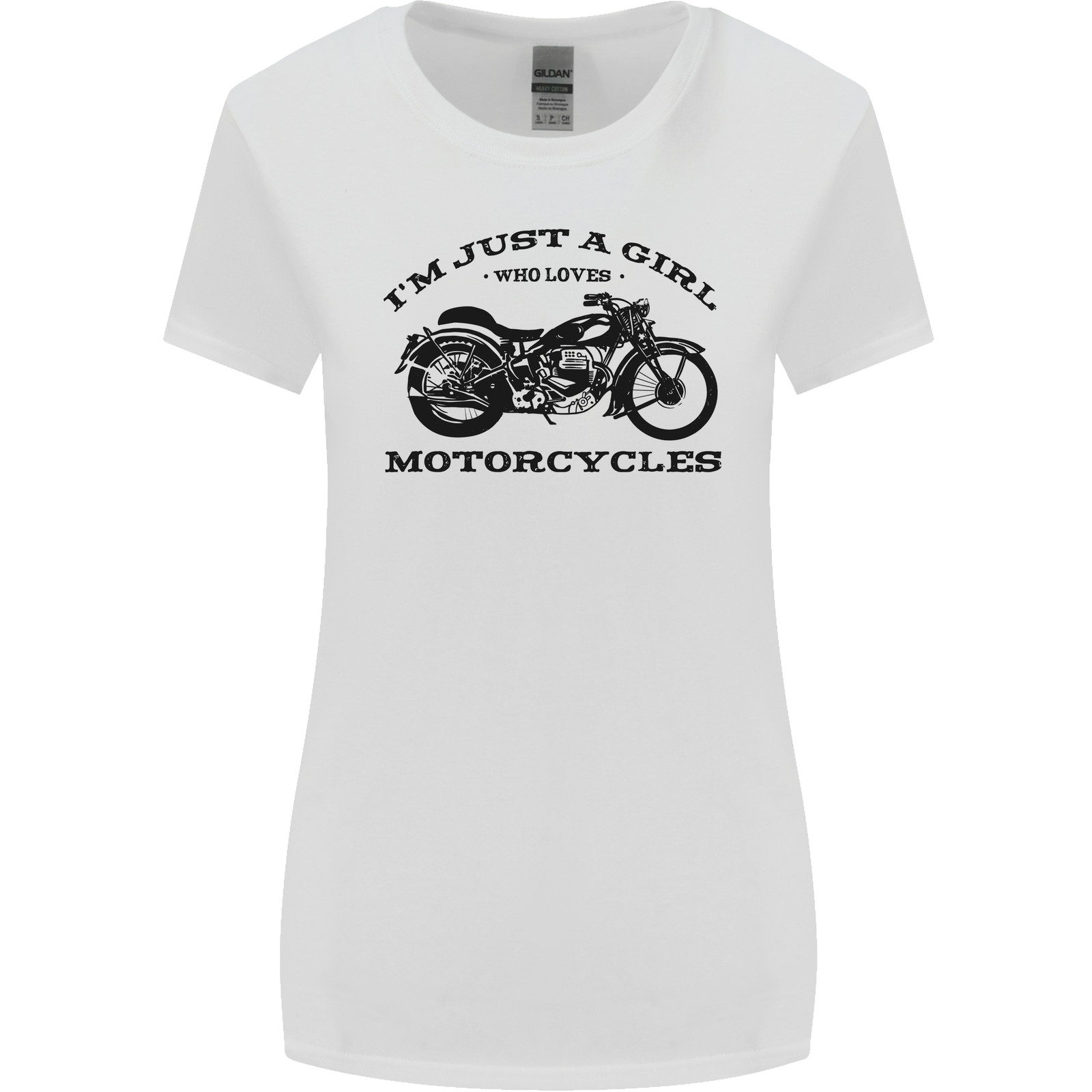 A Girl Who Loves Motorcycles Biker Womens Wider Cut T-Shirt