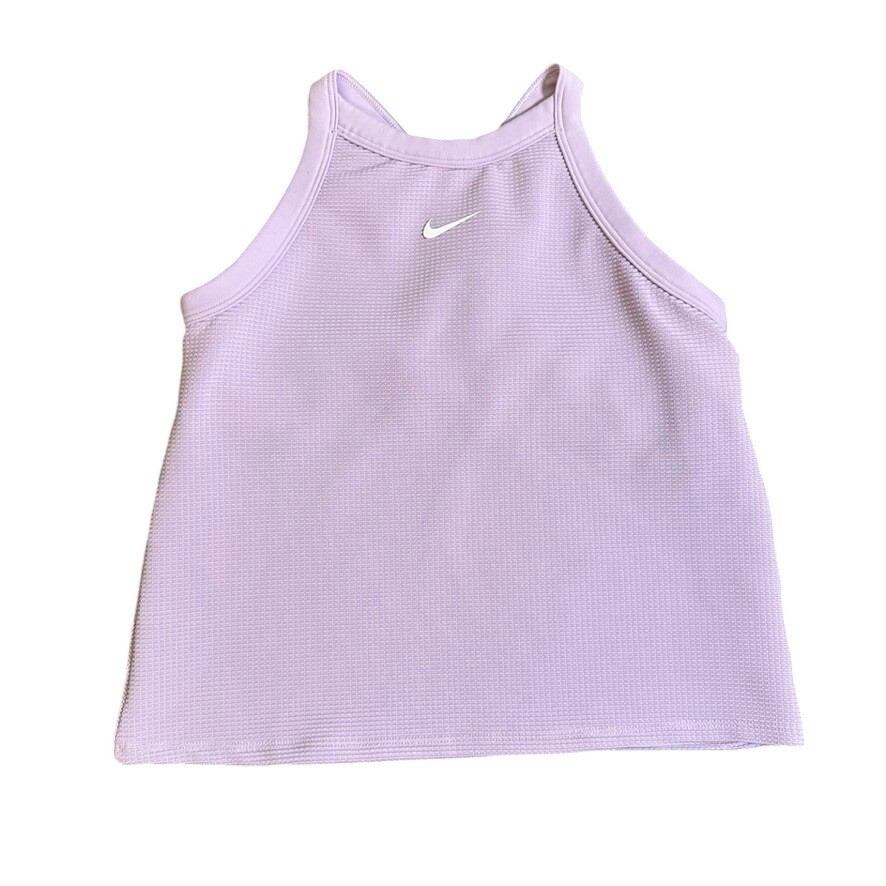 Nike Dri-FIT Tank Top Lavender Purple Built-In Shelf Bra Waffle Knit Racerback L