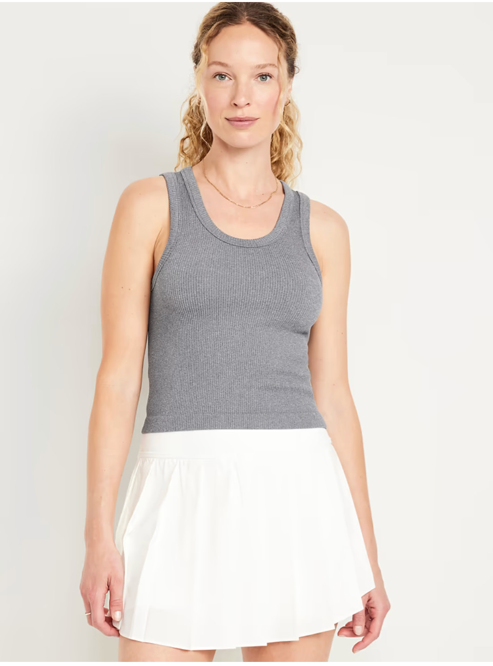 Old Navy Exhale Seamless Fitted Rib Tank Top Activewear Women’s L Tall Gray NEW