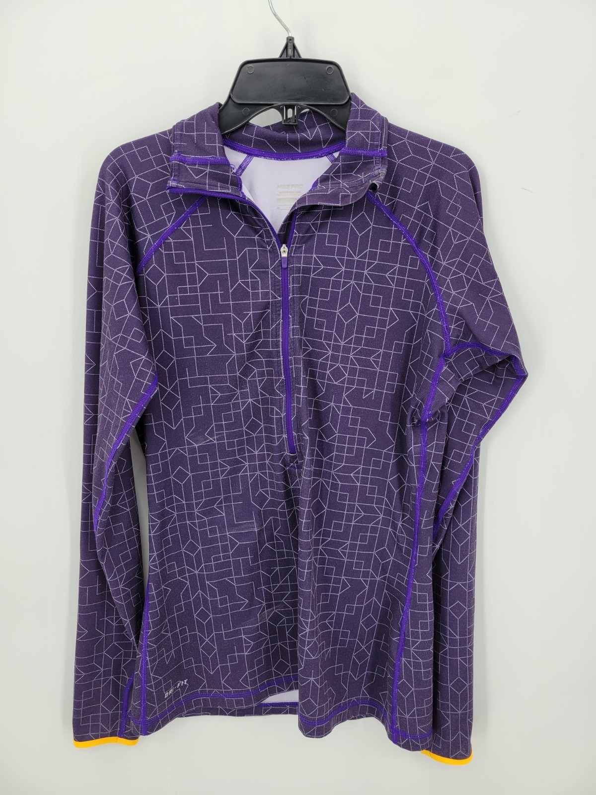 Nike Pro Pullover Womens Medium Purple Aztec Print Half Zip Activewear Outdoor