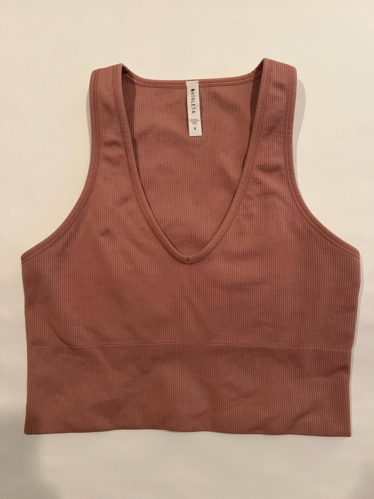 Athleta Ribbed Crop Tank Top Dusty Pink Size Small Athletic Women, Body Con fit