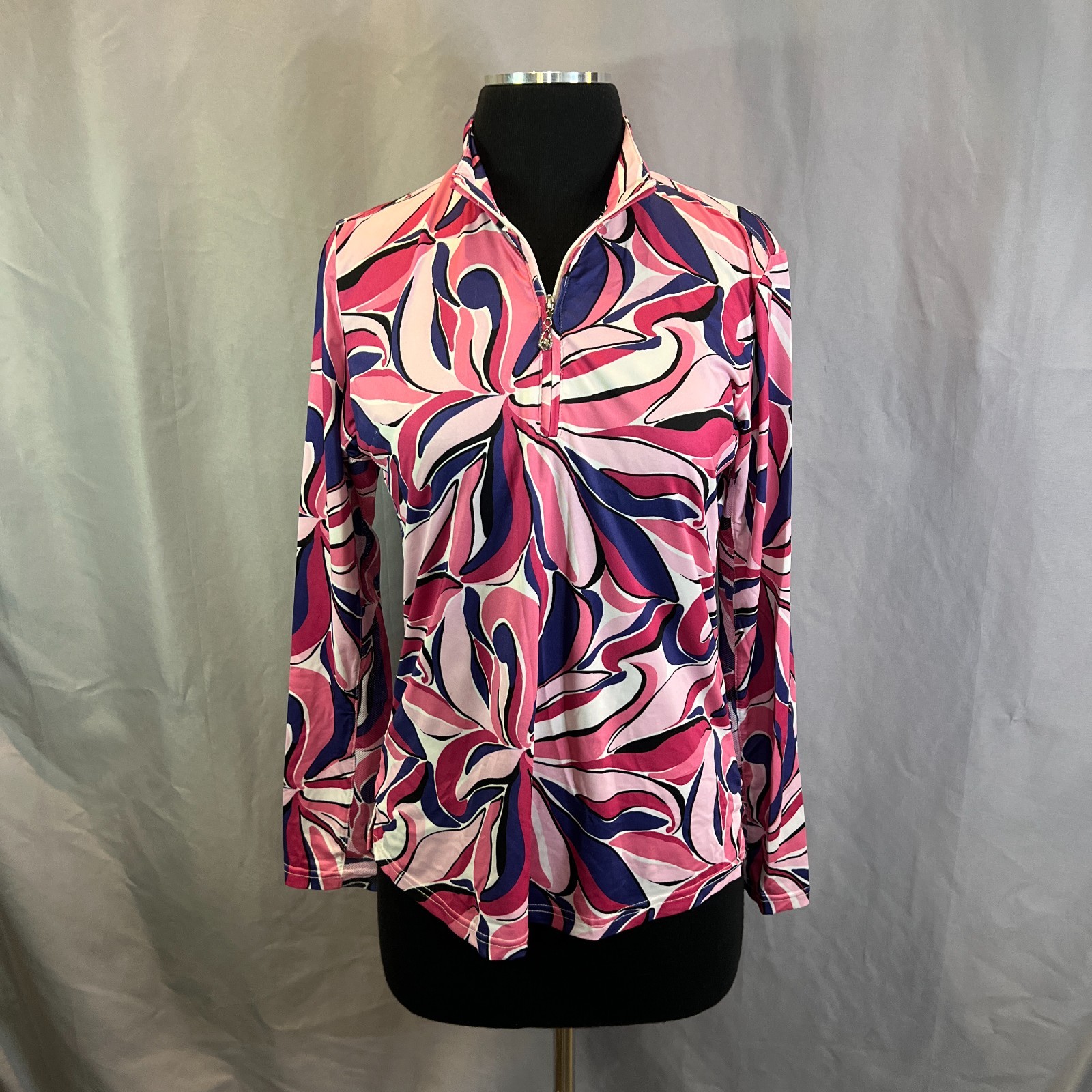 Sansoleil Shirt Womens Small Multi Floral Stretch Long Sleeve Golf Performance