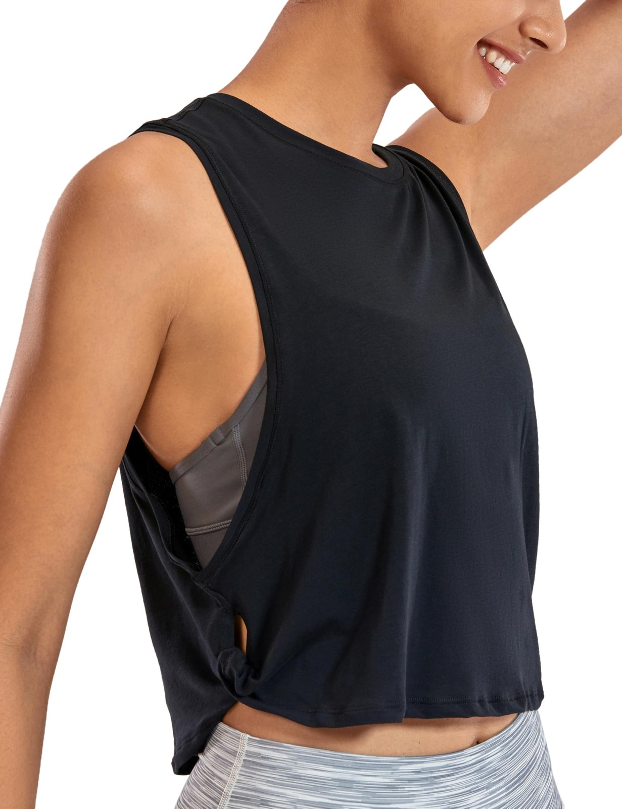 Pima Cotton Dropped Armhole Tank Black Medium