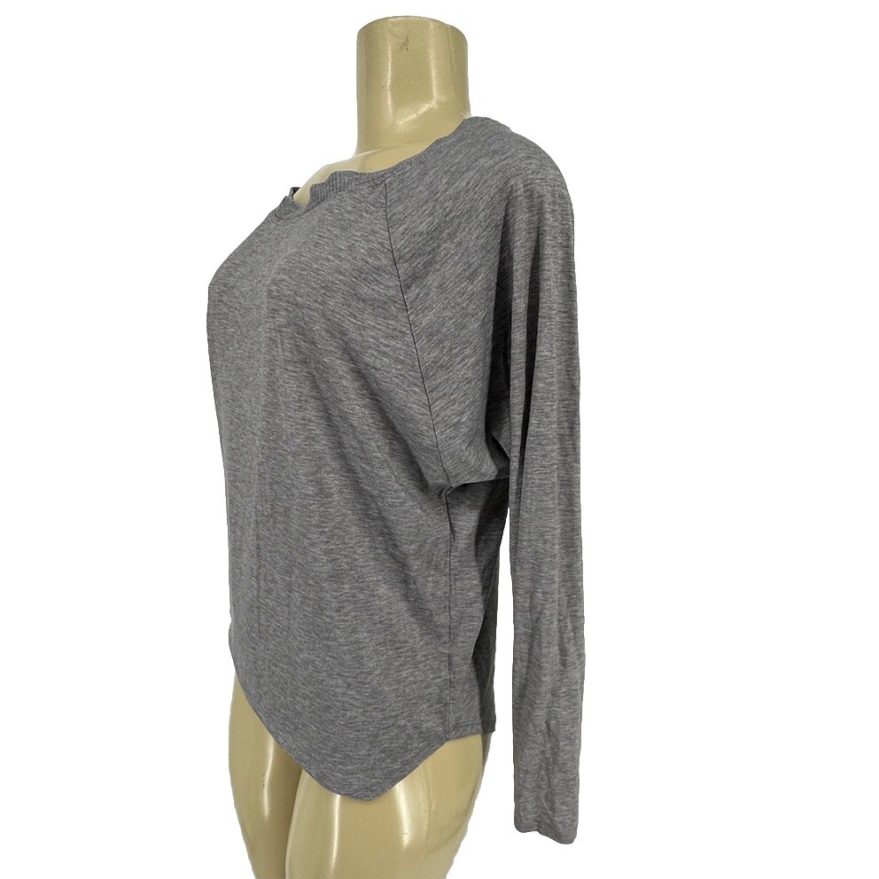 Athleta Small Solid Gray Topanga Long Sleeve Top T-Shirt Mesh Back 44-28
