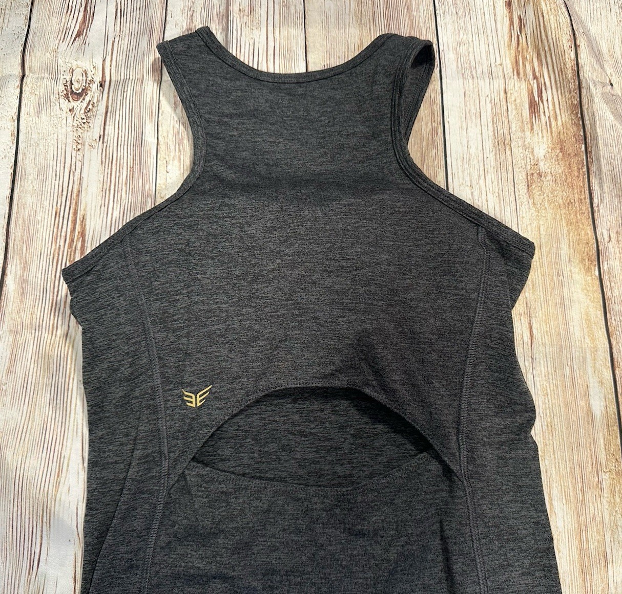 Athletic Tank Dress Built In Bra Gray Racerback Cutout Stretch XS Gym