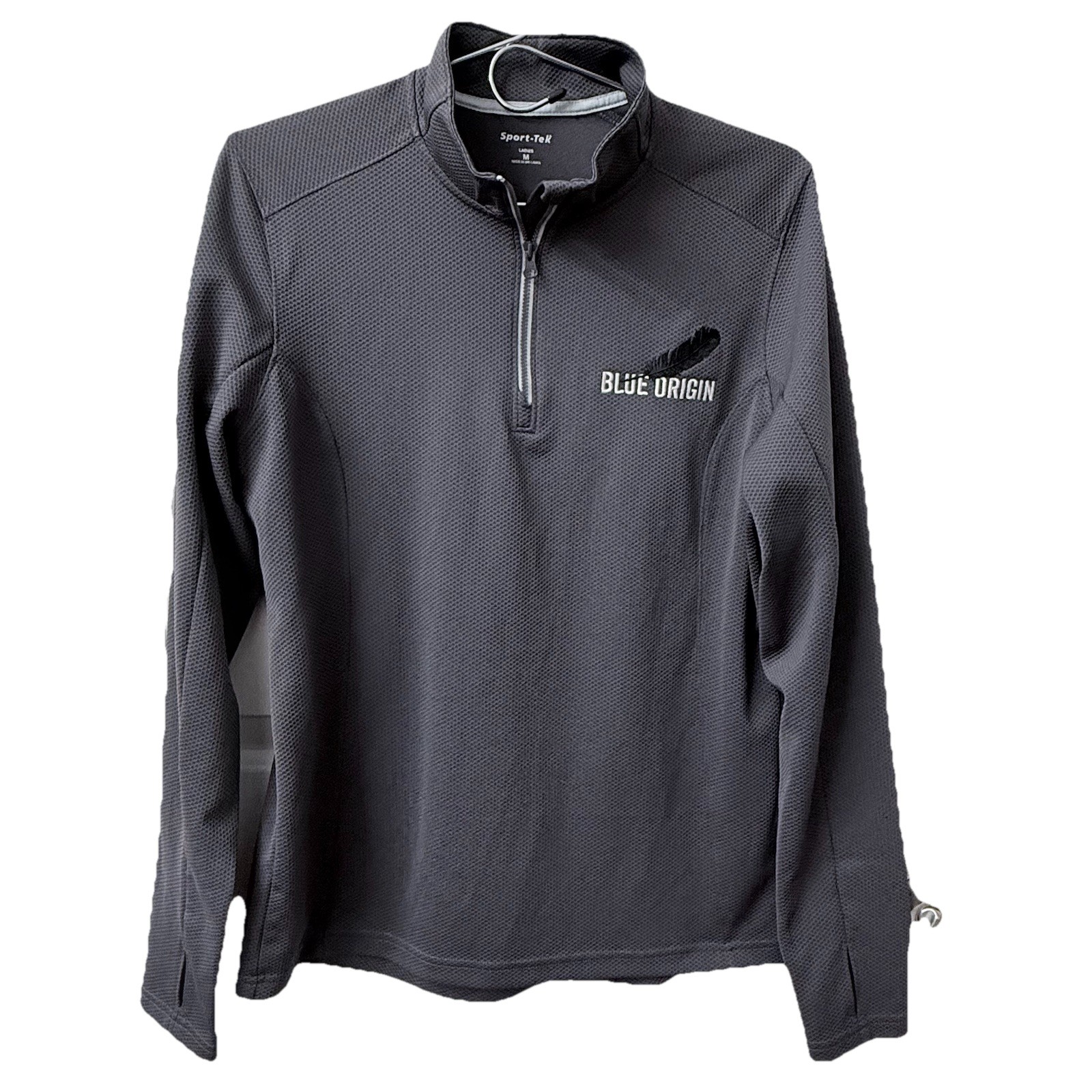 SPORT-TEK ZIP PULLOVER EMBROIDERED BLUE ORIGIN LOGO, M, CHEST 40, LENGTH 25.5