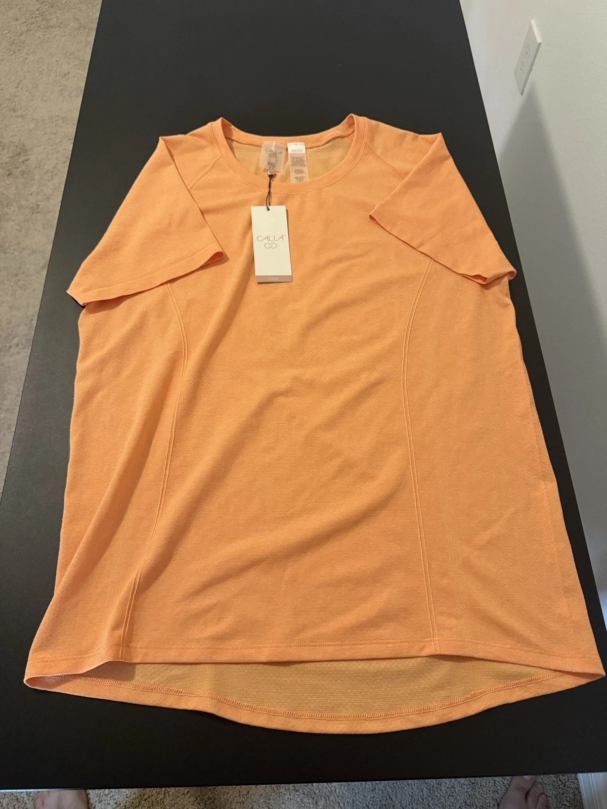 CALIA Focus Tee Womens XXL Peach Sherbet Short Sleeve Athletic Top NWT $54