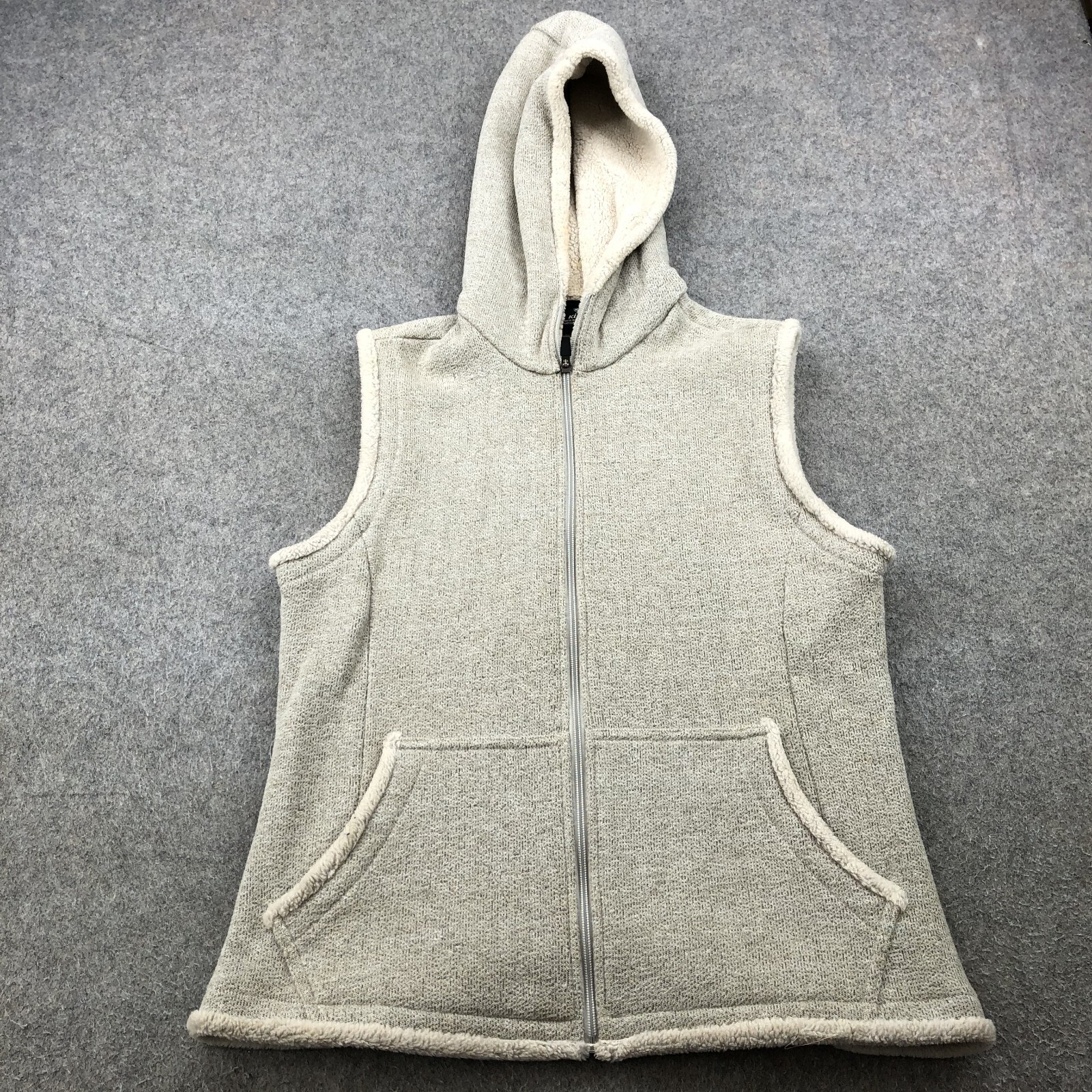Kuhl Vest Womens XL Beige Hooded Full Zip Sleeveless Outdoors Hiking Casual