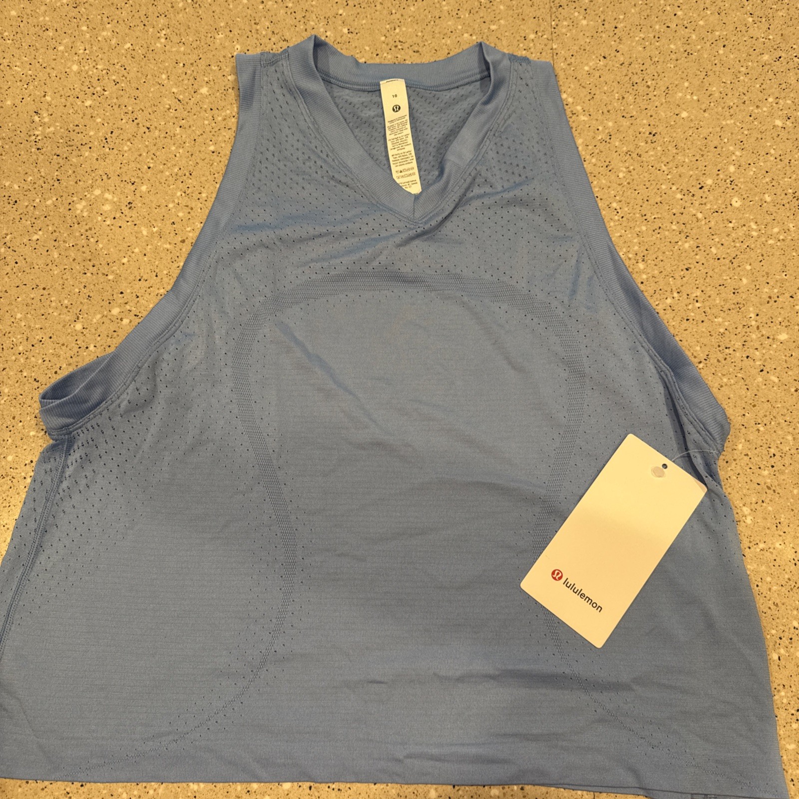 Lululemon Swiftly Open-Hole V-Neck Tank Top Blue Size 10 NWT H-7