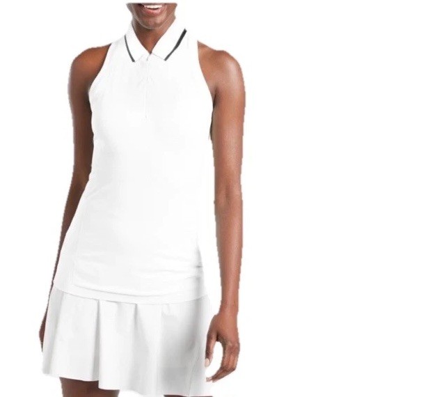 NWOT $69 Athleta Momentum Polo Tank Top, Bright White SIZE L #556399