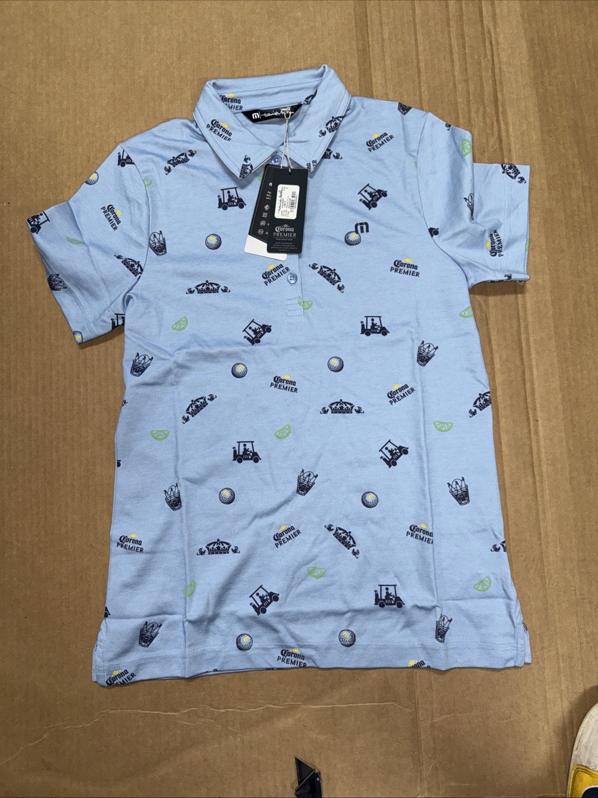 Travis Mathew x Corona Premier Women’s Large Polo Golf Cart Limes Golf Ball NWT