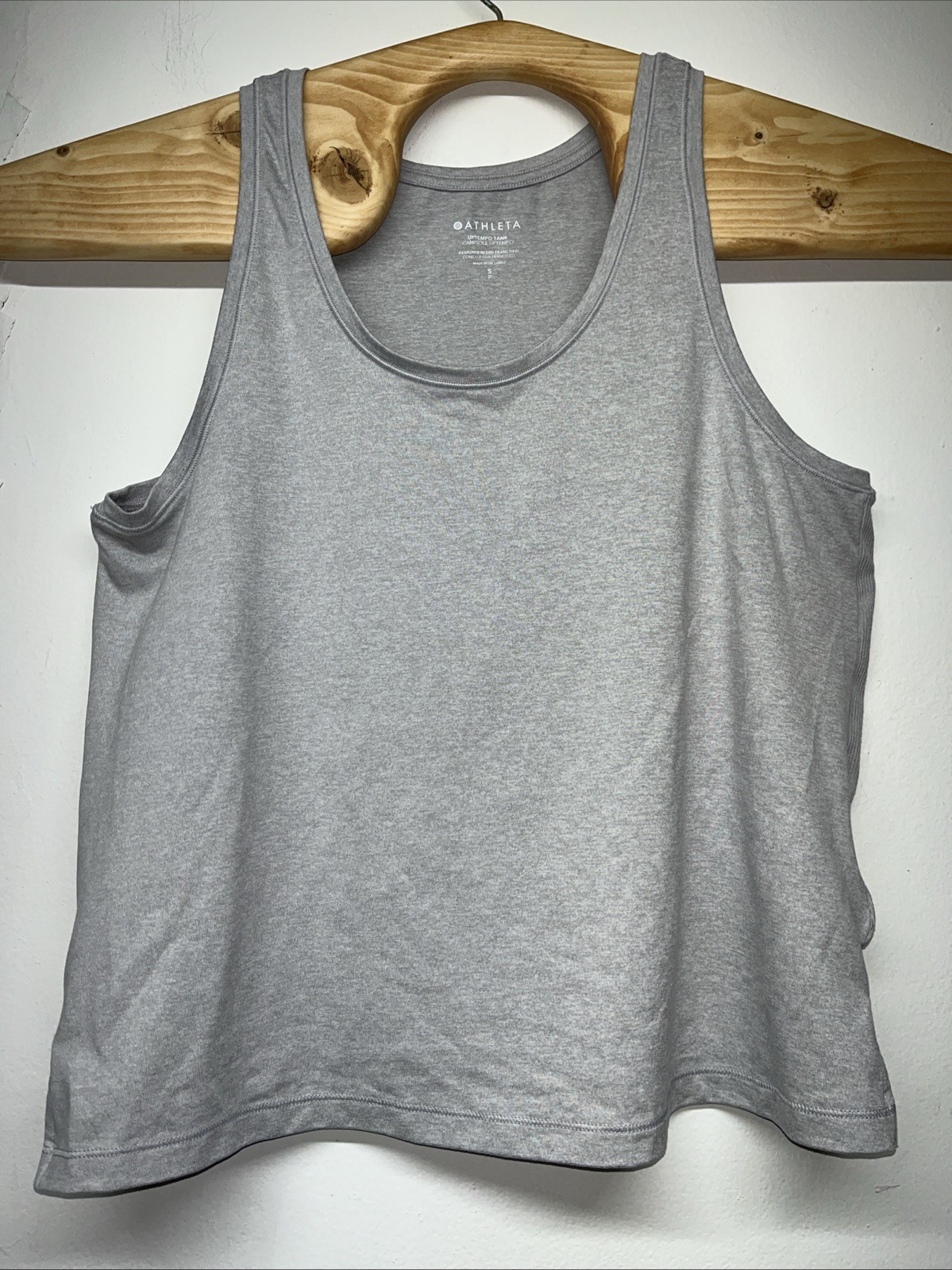 Athleta Uptempo Tank Grey Heather Knit Activewear Yoga Workout Small Soft UPF
