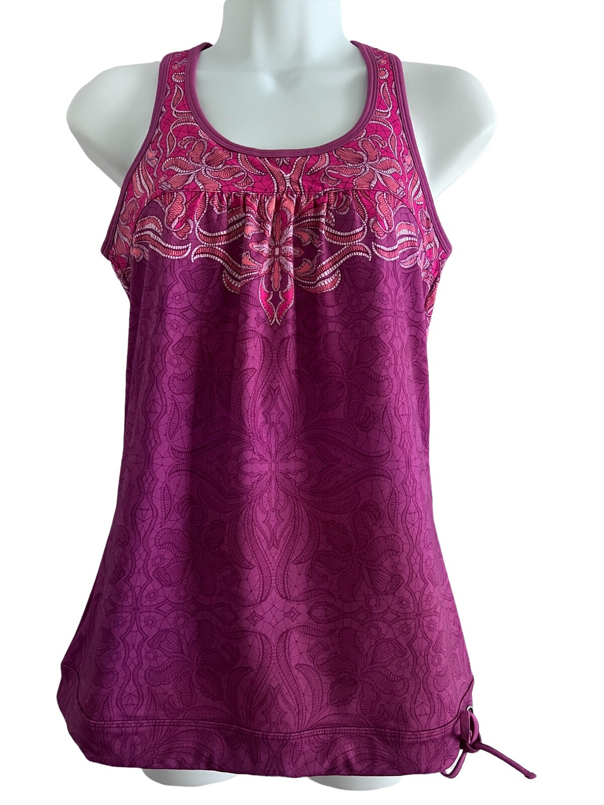 Athleta Tinker Tank Top Women’s Small Pink Paisley Racerback 413912 Yoga Workout