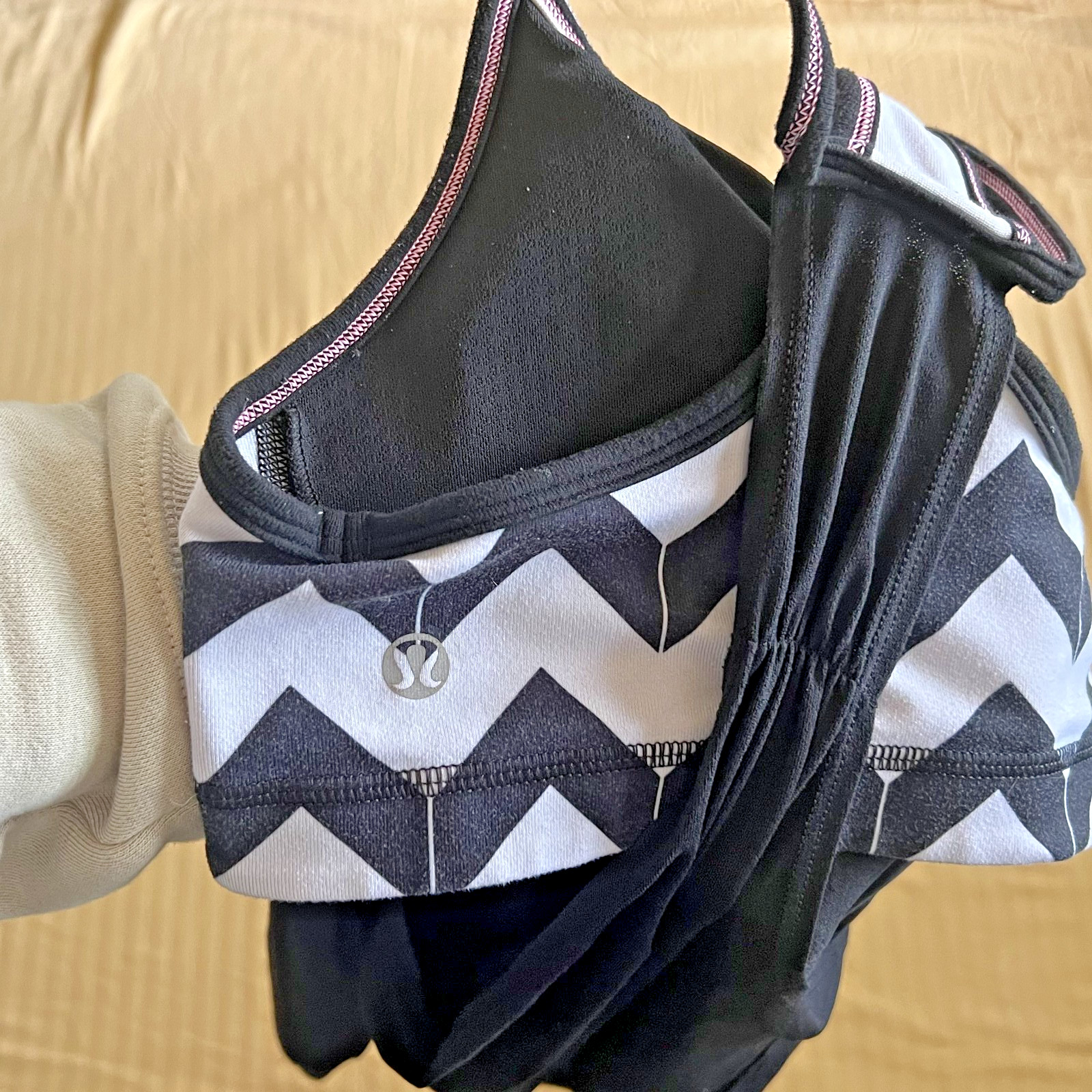lululemon practice freely tank size 4 black and white herringbone