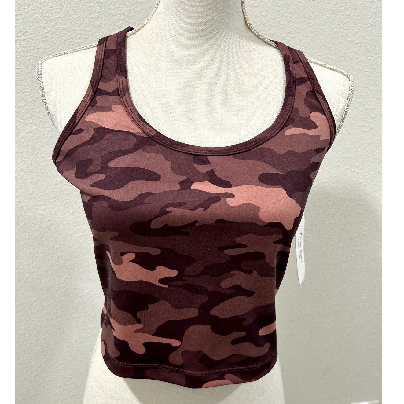 Calvin Klein Performance Womens Printed Scoop-Neck Crop Top Size Large New B21
