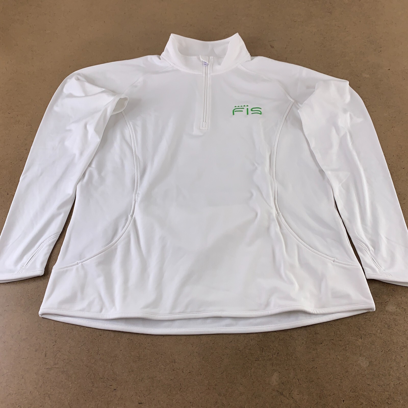 Sport-Tek Ladies Size XL White FIS Logo Sport Wick Stretch 1/2 Zip Pullover New