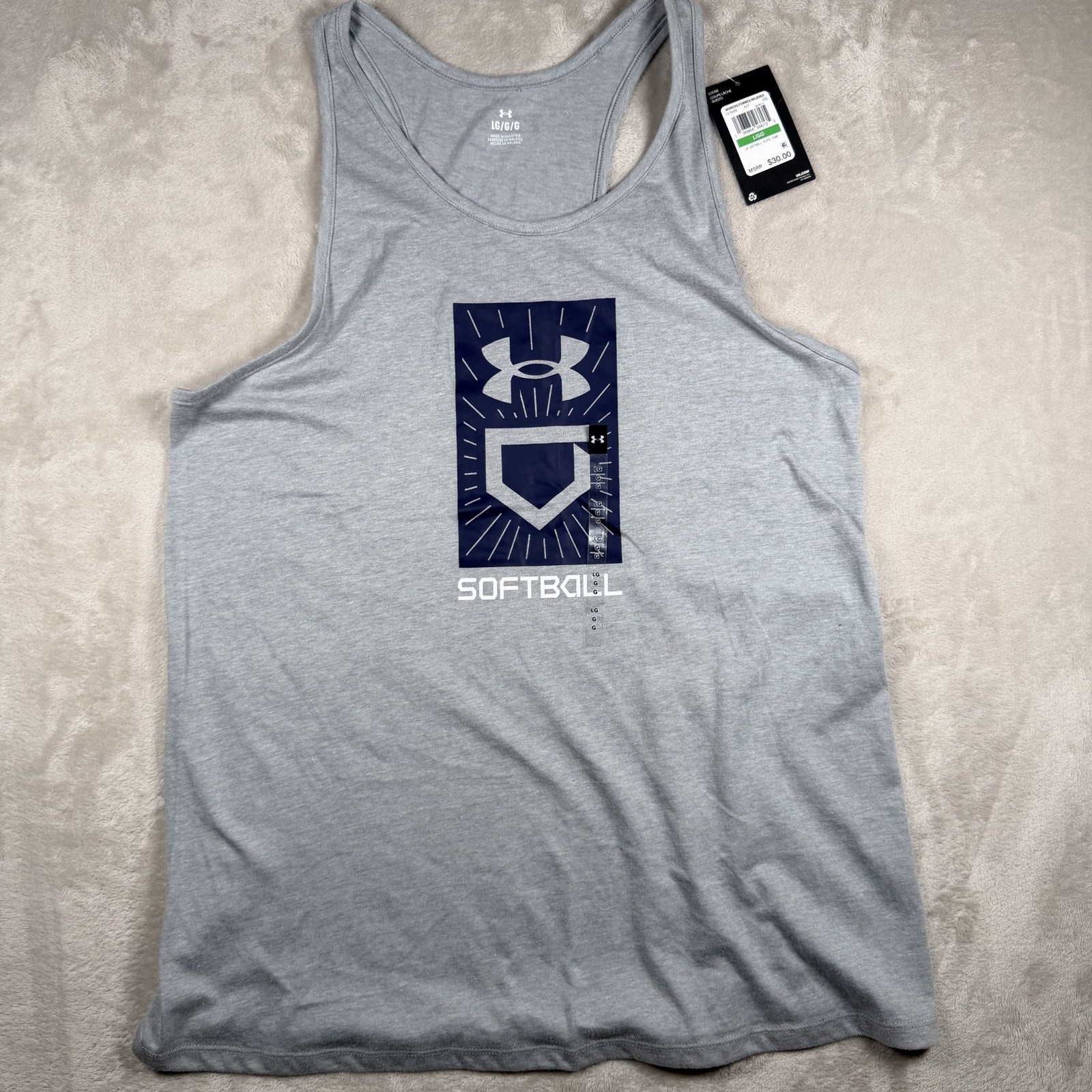 Under Armour Womens Softball Tnak Top Grey Size Large Gold Letters