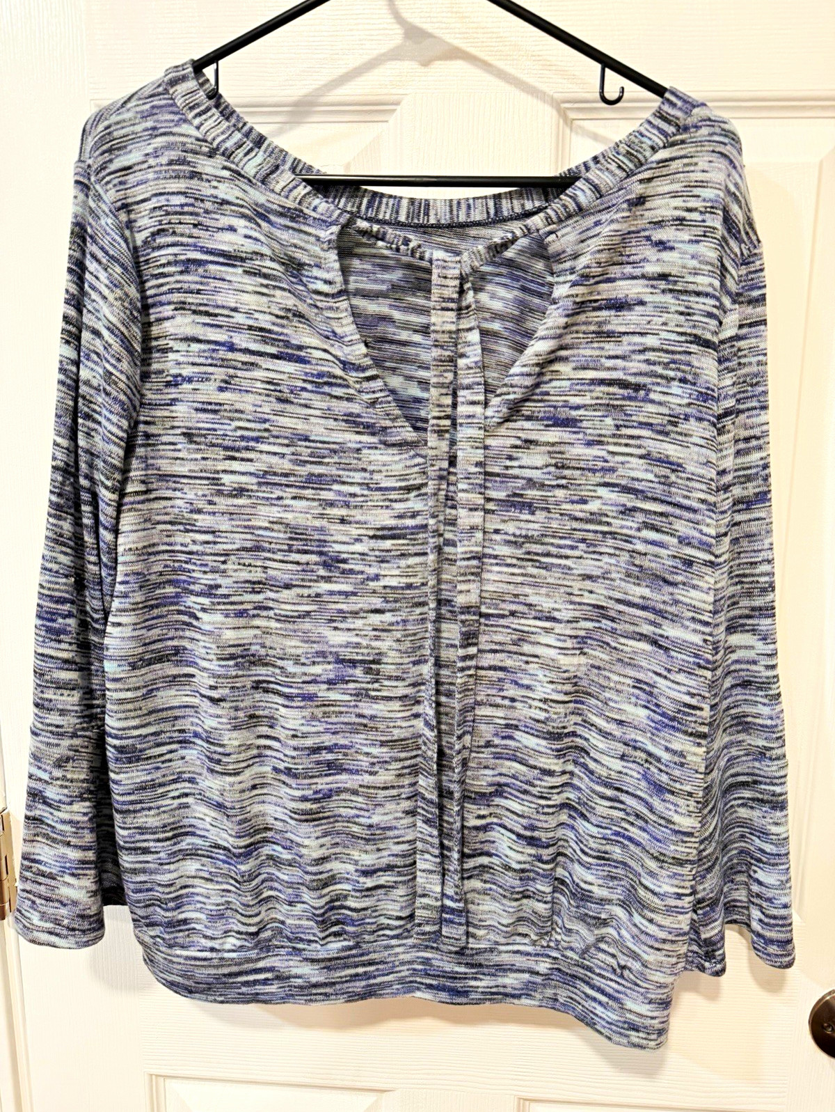 C9 Women’s Blue Heathered V-Neck 3/4 Sleeve Stretch Knit Pullover Tee M-Size XL