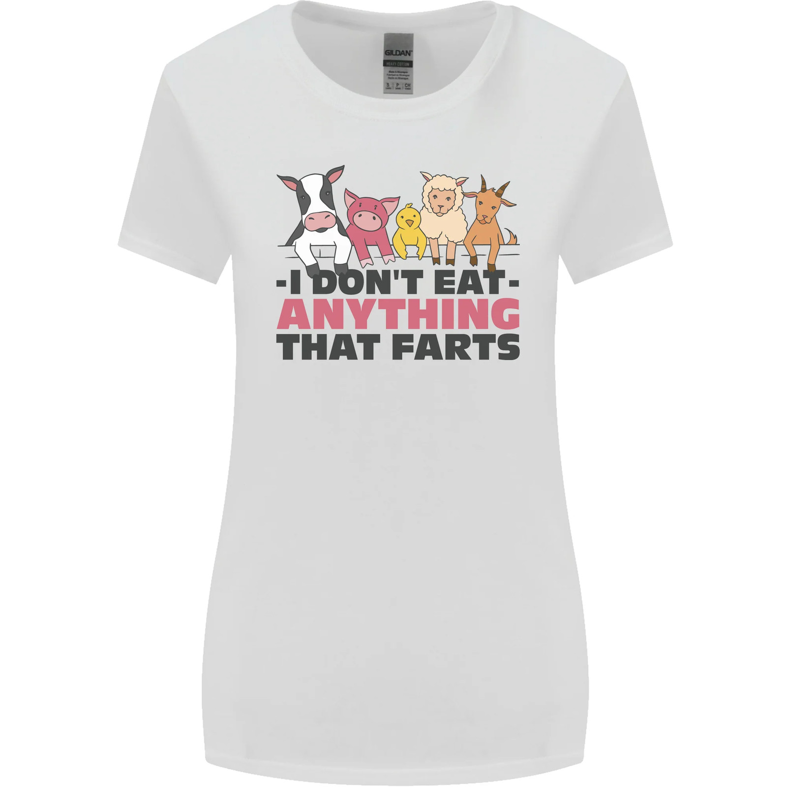 Anything That Farts Funny Vegan Vegetarian Womens Wider Cut T-Shirt