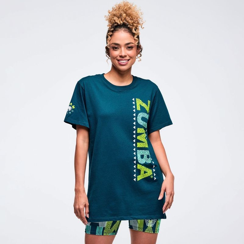 Zumba Latin Movement Unisex Crew Neck Tee – Eclipse Teal ~ XS/S M/L ~ New!