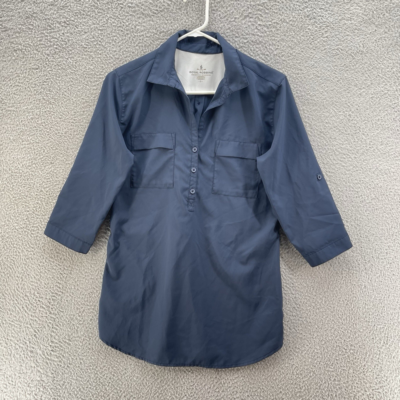 Royal Robbins Shirt Women Small Blue Ripstop Trail Hiking Fishing Popover Gorpco