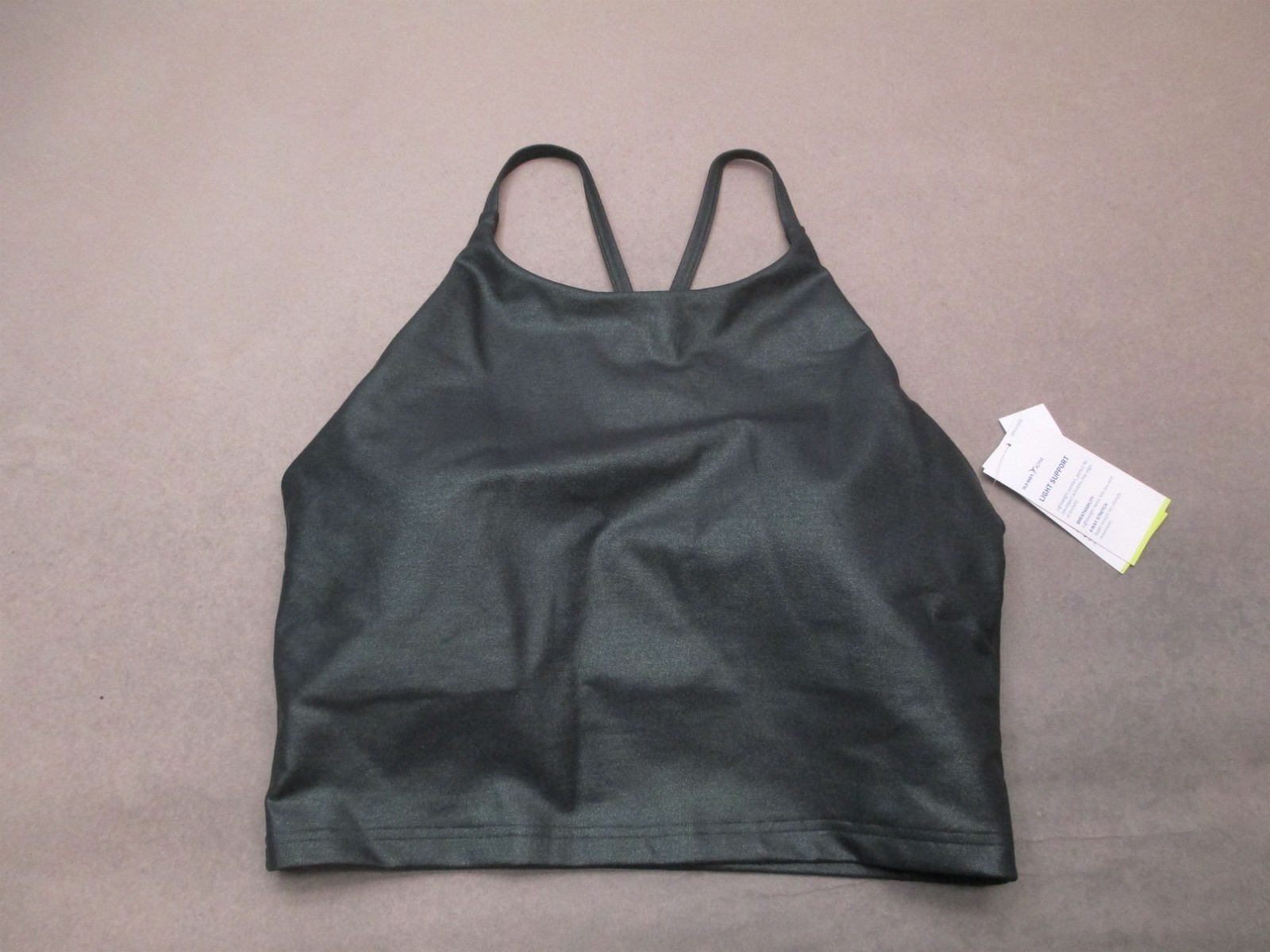 NWT Old Navy Active Size L Women Gray Racerback Stretch Cropped Athletic Top 832