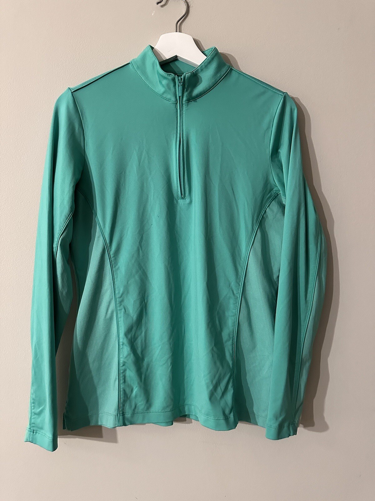 Peter Millar Crown Sport E4 Lightweight Shirt Green 1/4 Zip Size M 50+UPF Top