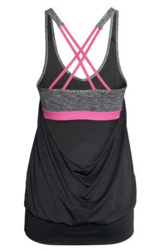NWT H&M SPORT BODYMIND LAYERED SPORTS BRA WORK OUT TANK TOP SZ XS