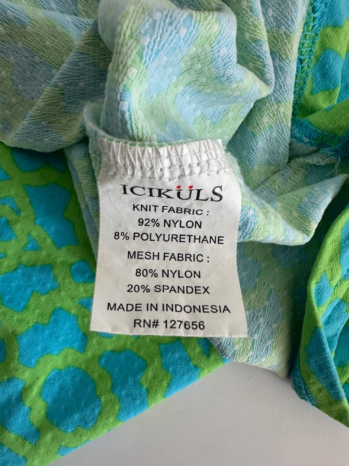 ICIKULS Geometric Small 1/4 Zip Pullover Top Blue Green Mesh Long Sleeve Flaw