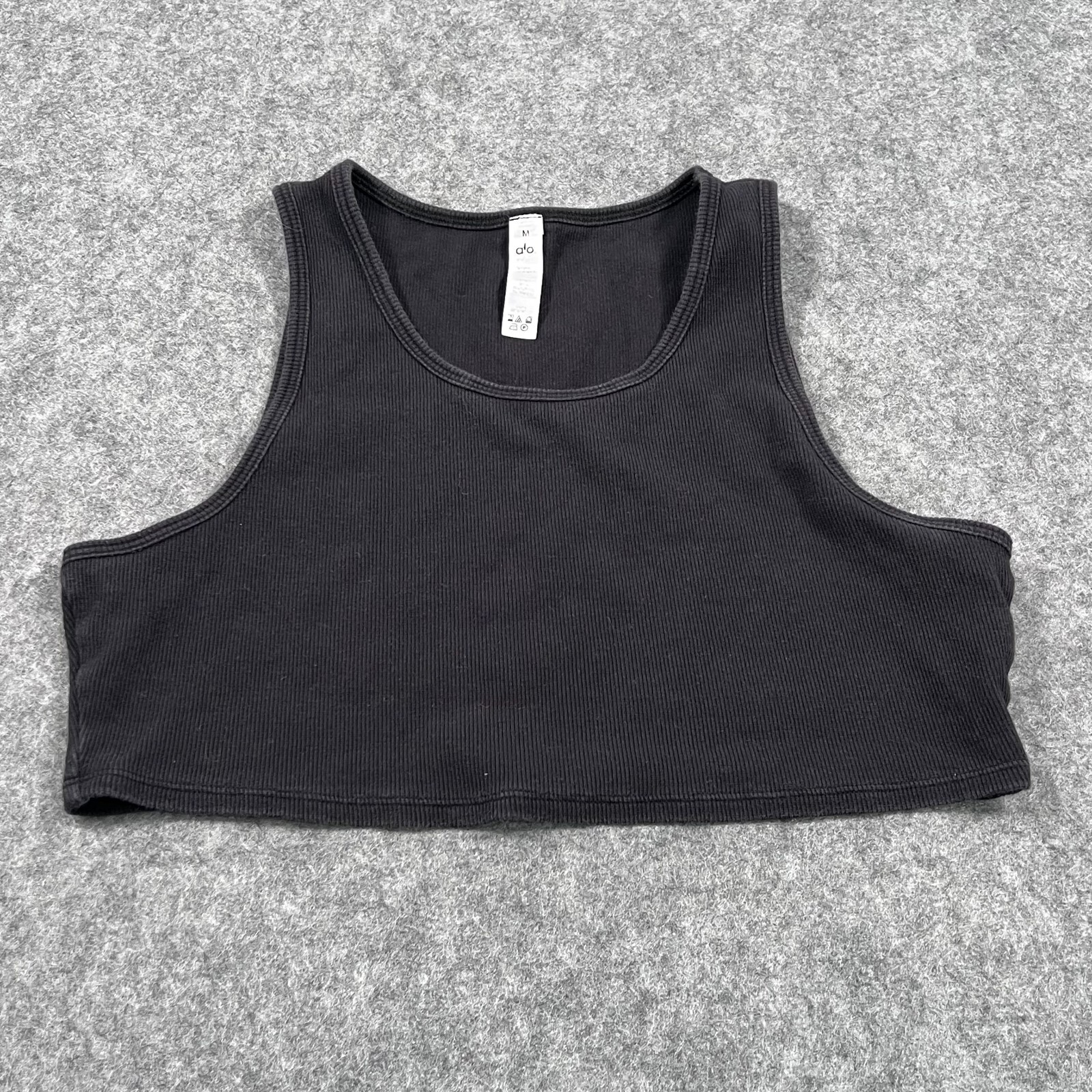 Alo Yoga Black Ribbed Knit Vibe Crop Cropped Tank top Women’s Size Medium