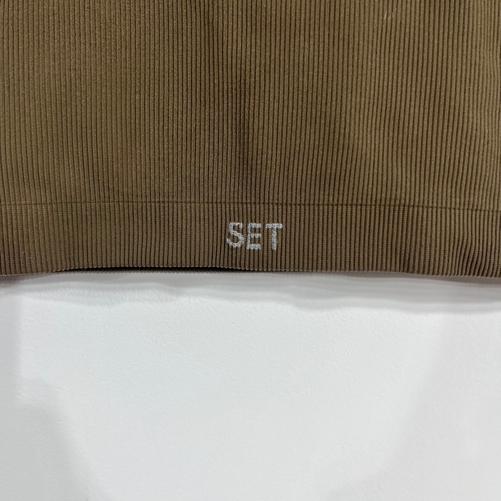 Set Active Ribbed Crop Top Brown Athleisure Sports Bra Tennis Sporty Workout Gym