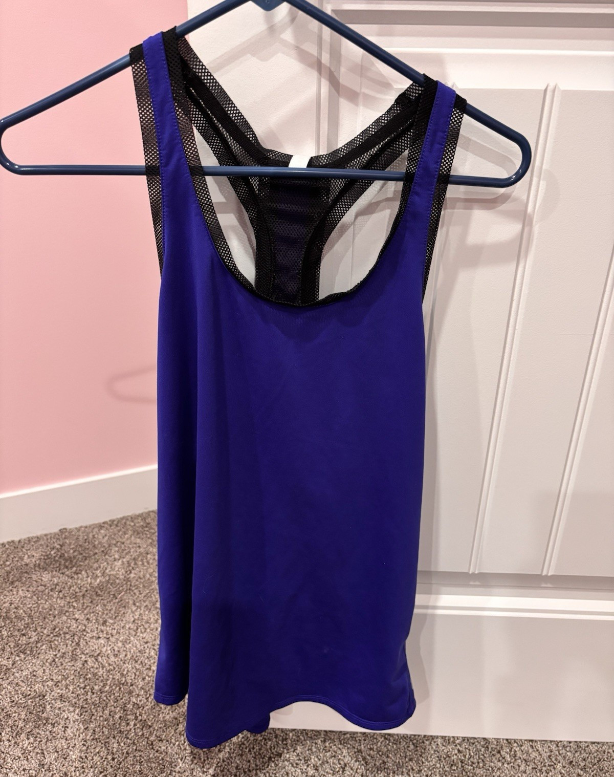 Fabletics Womens Blue/Black Racerback Mesh Tank Scoop Neck Breathable M